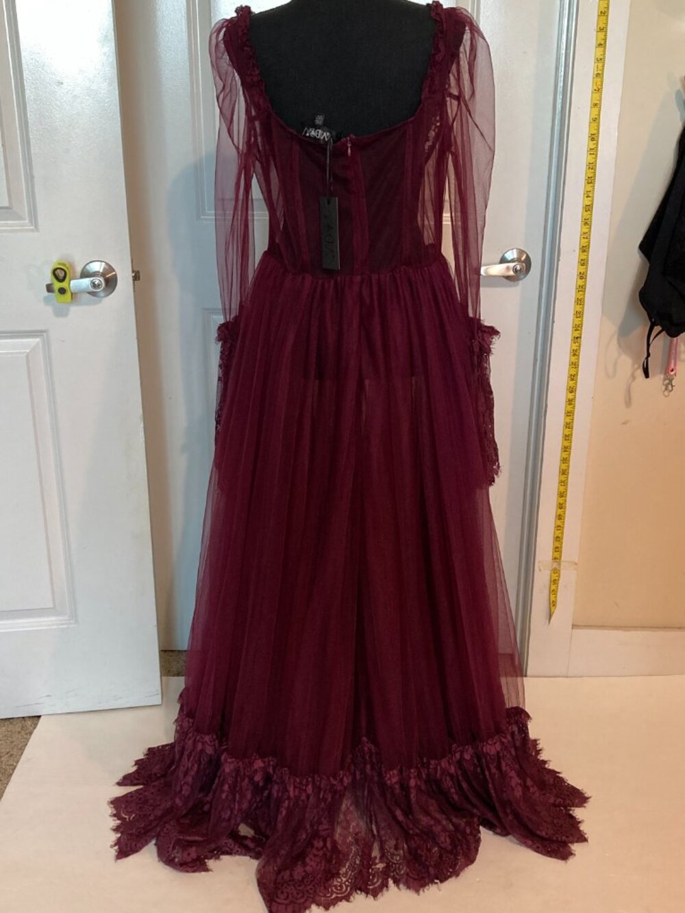 Dolls Kill Widow Dance with Death Maxi Dress - Burgundy - Picture 3 of 8